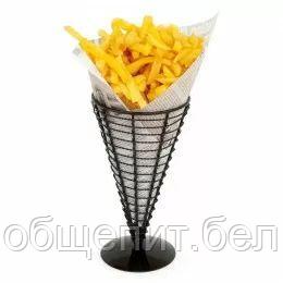Корзинка-конус для картофеля фри, 12,8*22,5 см, черная, сталь - фото 2 - id-p165775818