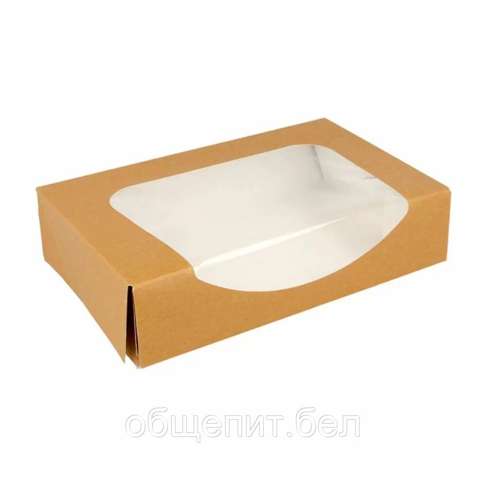Коробка для суши/макарон с окном 20*12*4,5 см, натуральный, 50 шт/уп, бумага, Garcia de Pou - фото 1 - id-p165774375