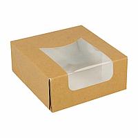 Коробка для суши/макарон с окном 10*10*4 см, натуральный, 50 шт/уп, картон, Garcia de Pou