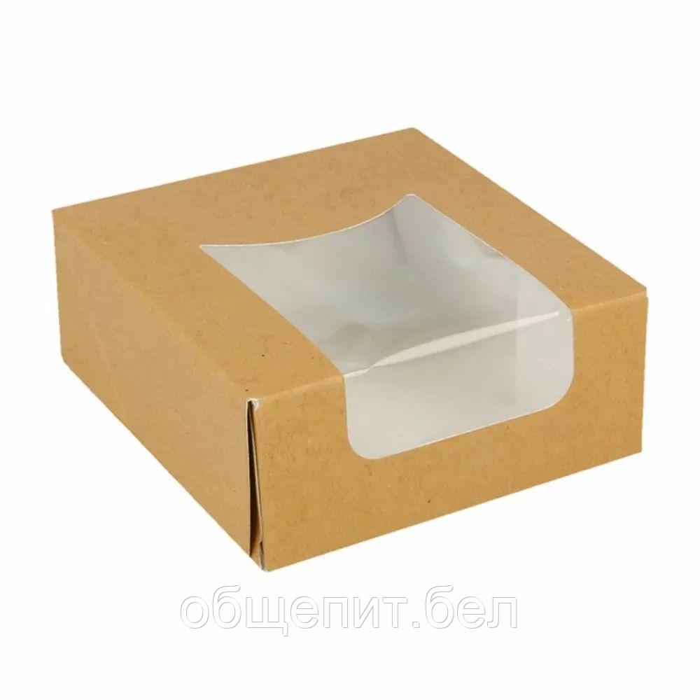 Коробка для суши/макарон с окном 10*10*4 см, натуральный, 50 шт/уп, картон, Garcia de Pou - фото 1 - id-p165774397