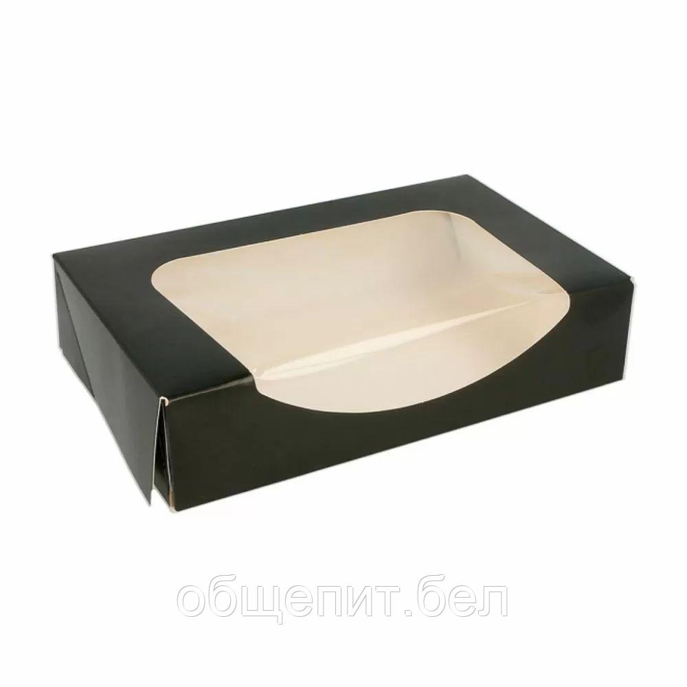 Коробка для суши/макарон с окном 17,5*12*4,5 см, чёрный, 50 шт/уп, картон, Garcia de Pou - фото 1 - id-p165774398