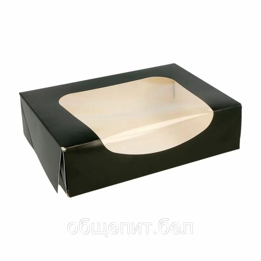 Коробка для суши/макарон с окном 20*12*4,5 см, 1980 мл, черная, 50 шт/уп, картон, Garcia de Pou - фото 1 - id-p165774399