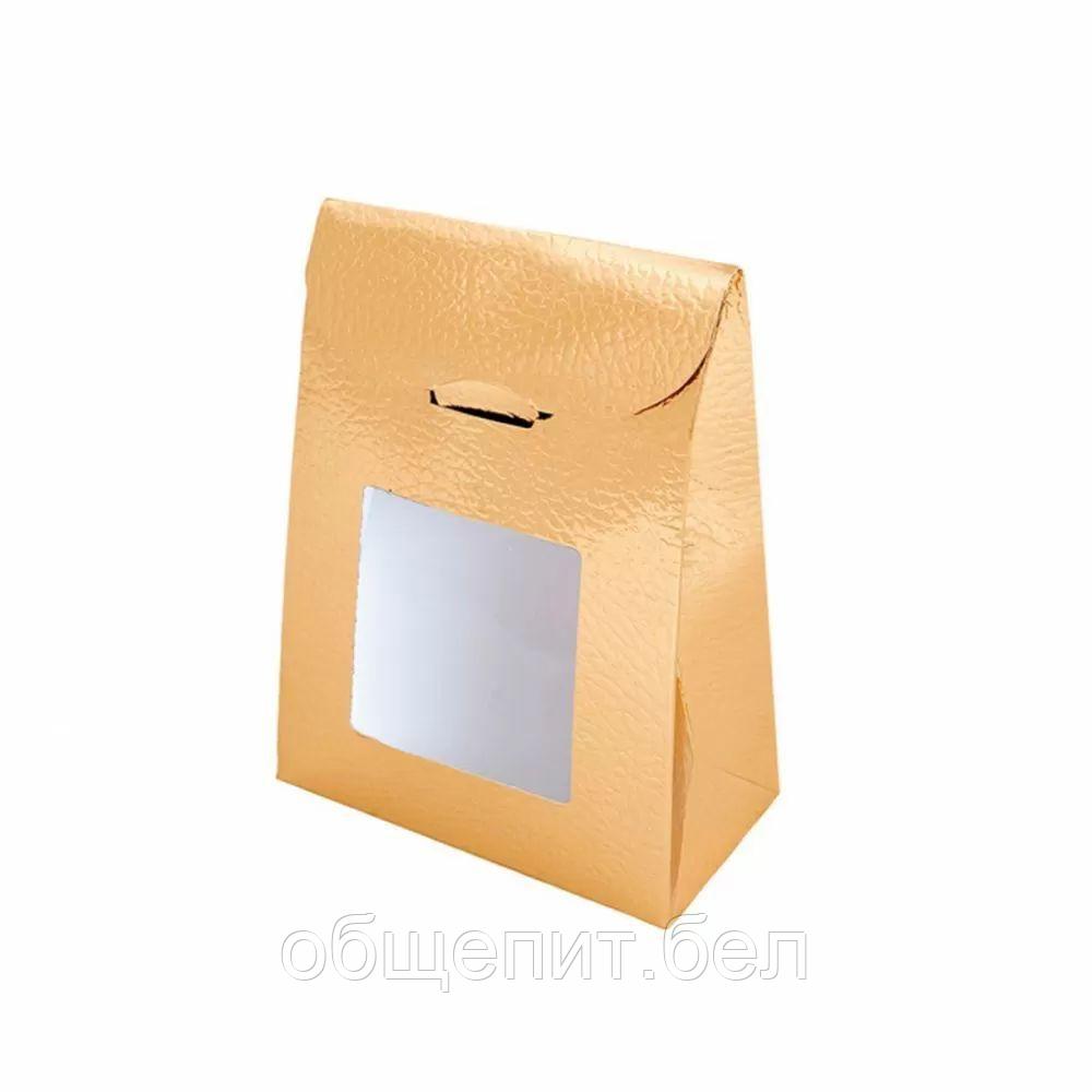 Пакетик с окном для кондитерских изделий 11,5+5,5*18 см, золотой, картон, 1 шт, Garcia de Pou - фото 1 - id-p165774414