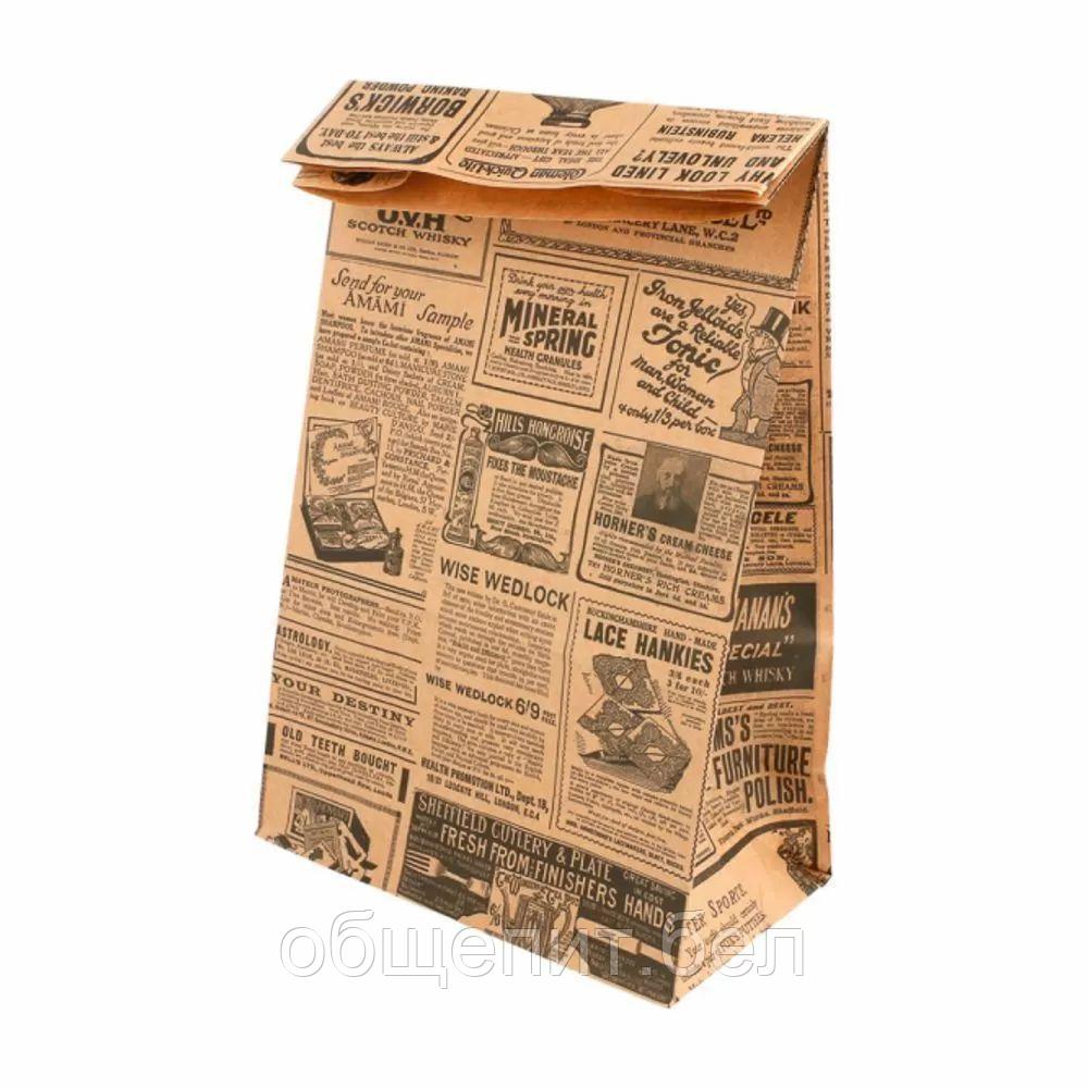 Пакет для покупок без ручек "Газета" 14+8*24 см, крафт-бумага, Garcia de PouИспания