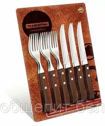 Набор для стейка Tramontina Tradicional 21 см, 12 предметов (6 ножей + 6 вилок), Бразилия - фото 2 - id-p165778042