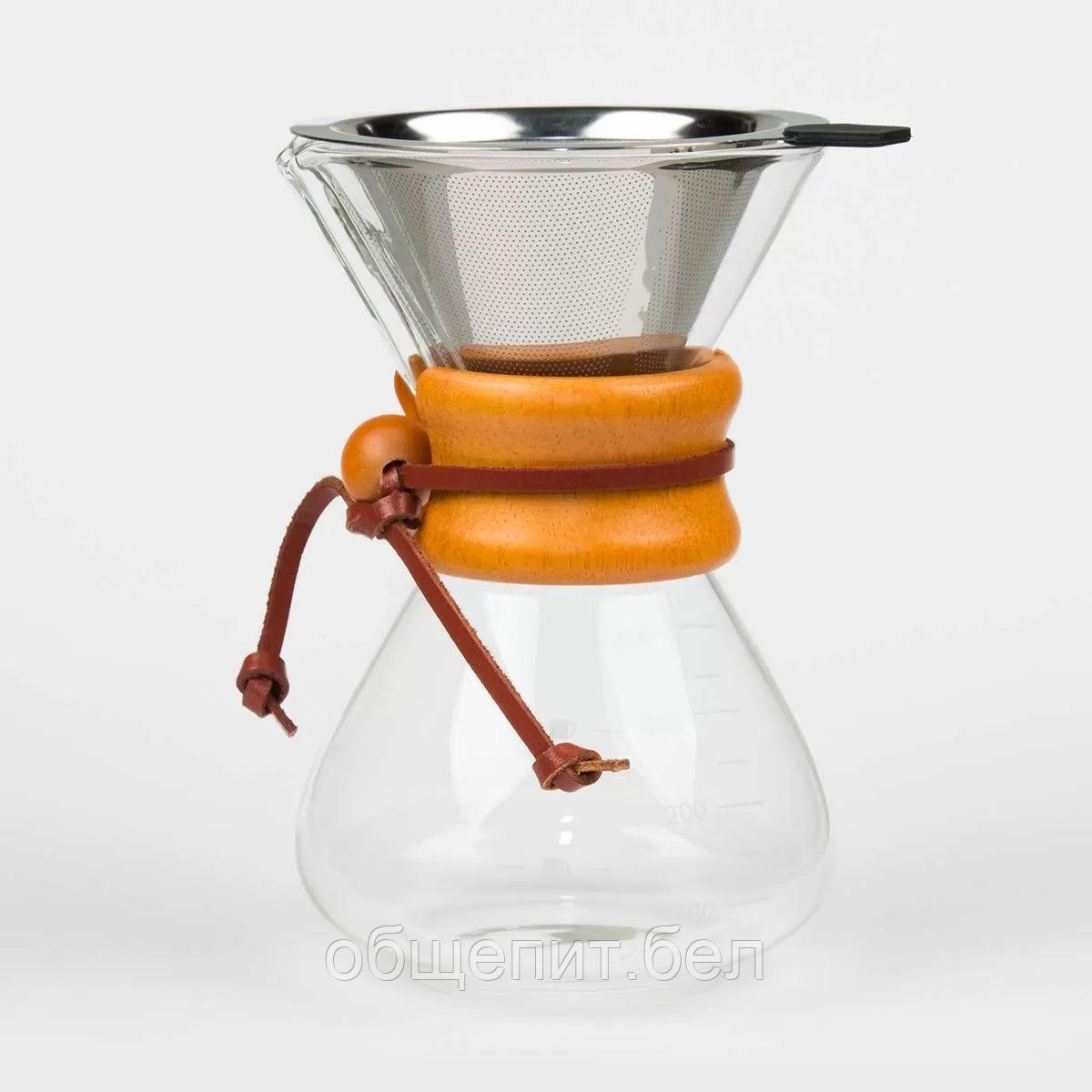 Кофейный стеклянный чайник c фильтром из нержавеющей стали, 400 мл, P.L.- Barbossa - фото 1 - id-p165782012