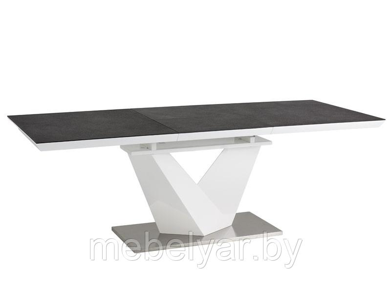 Стол обеденный SIGNAL ALARAS II 120 раскладной черный/белый лак 120-180/80/76 - фото 2 - id-p165769126