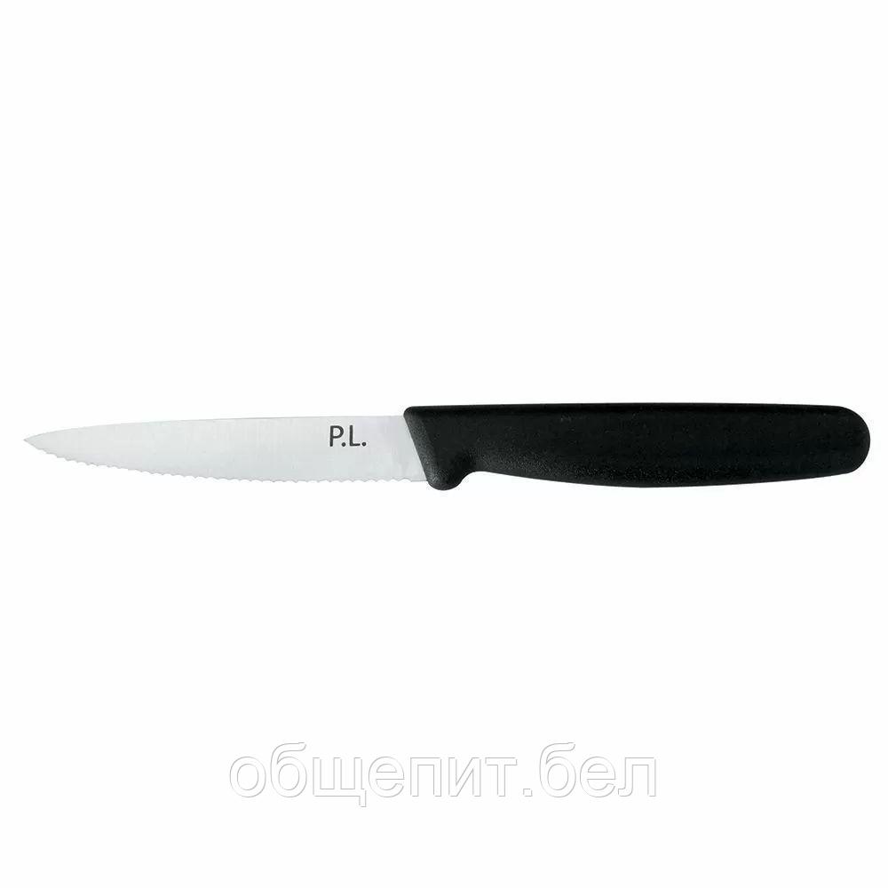 Нож PRO-Line для нарезки, волнистое лезвие, 10 см, пластиковая черная ручка, P.L. Proff Cuisine