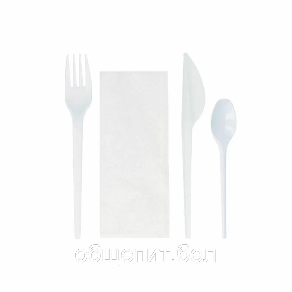 Набор индивидуальный: нож, вилка, салфетка, чайная ложка; 17 см, белый, PS, Garcia de Pou