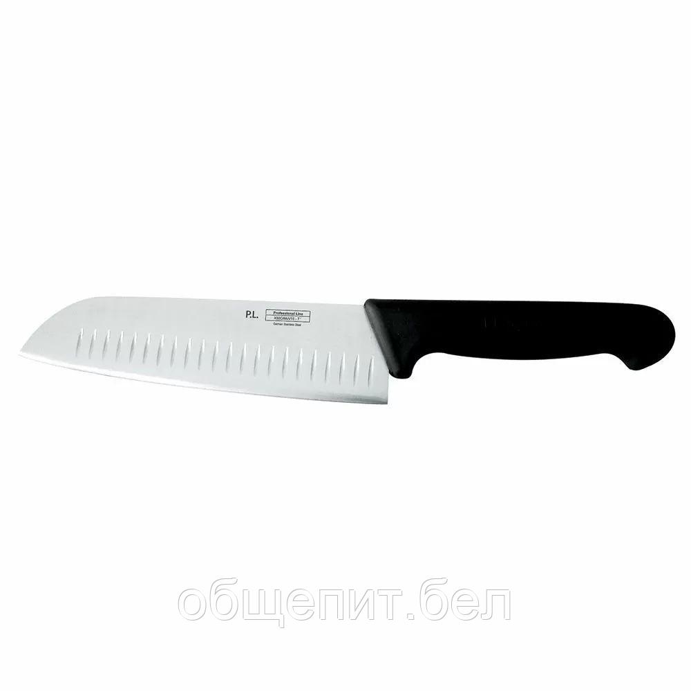 Шеф-нож PRO-Line "Сантоку" 17,5 см, ручка пластиковая черная, P.L. Proff Cuisine - фото 1 - id-p165778201