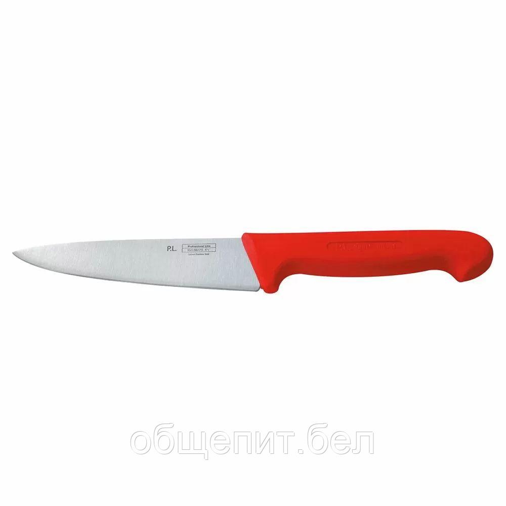 Нож PRO-Line поварской 16 см, красная пластиковая ручка, P.L. Proff Cuisine - фото 1 - id-p165778205