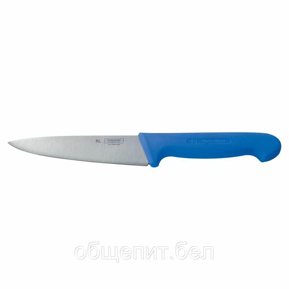Нож PRO-Line поварской 16 см, синяя пластиковая ручка, P.L. Proff Cuisine - фото 1 - id-p165778206