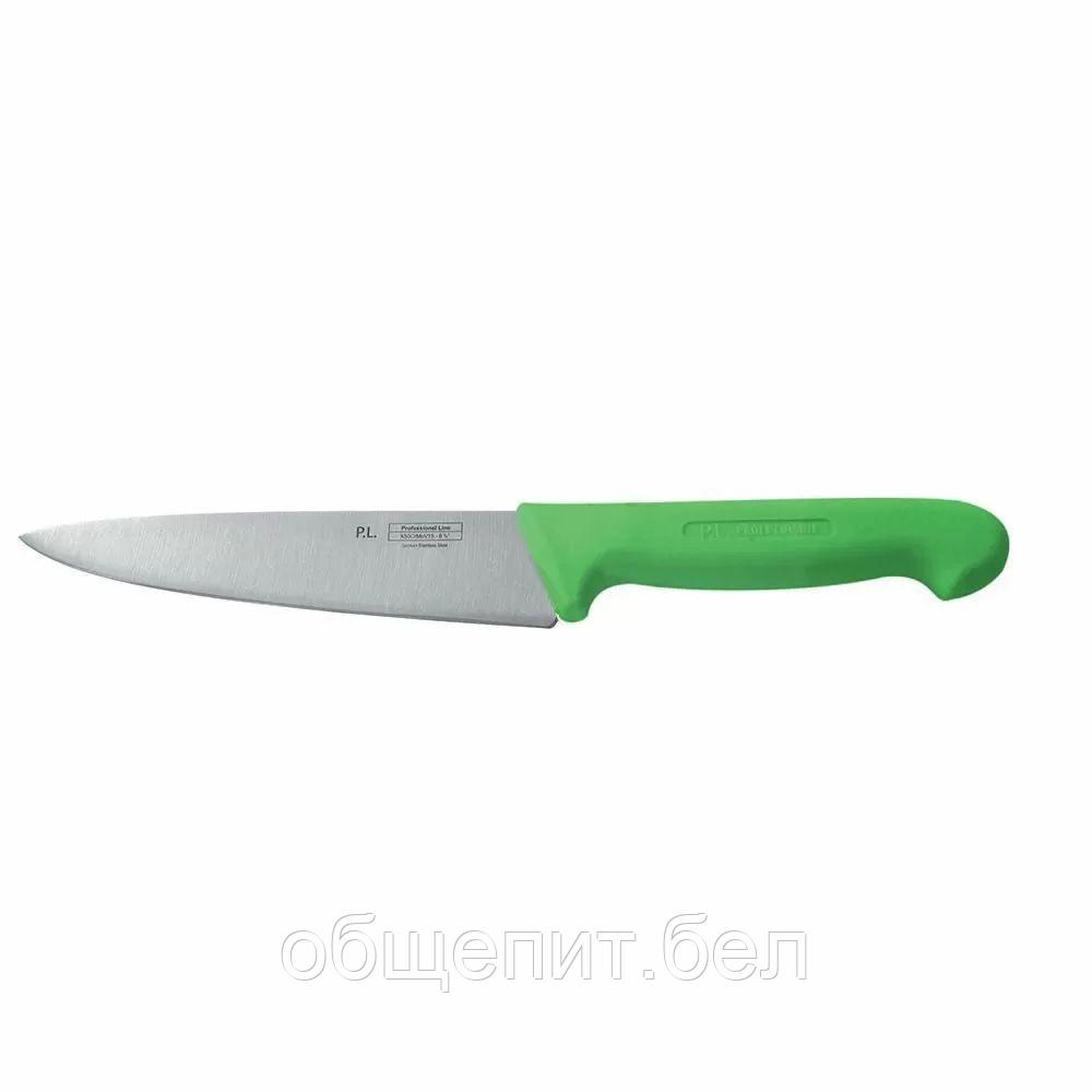 Нож PRO-Line поварской, зеленая пластиковая ручка, 16 см, P.L. Proff Cuisine - фото 1 - id-p165778207