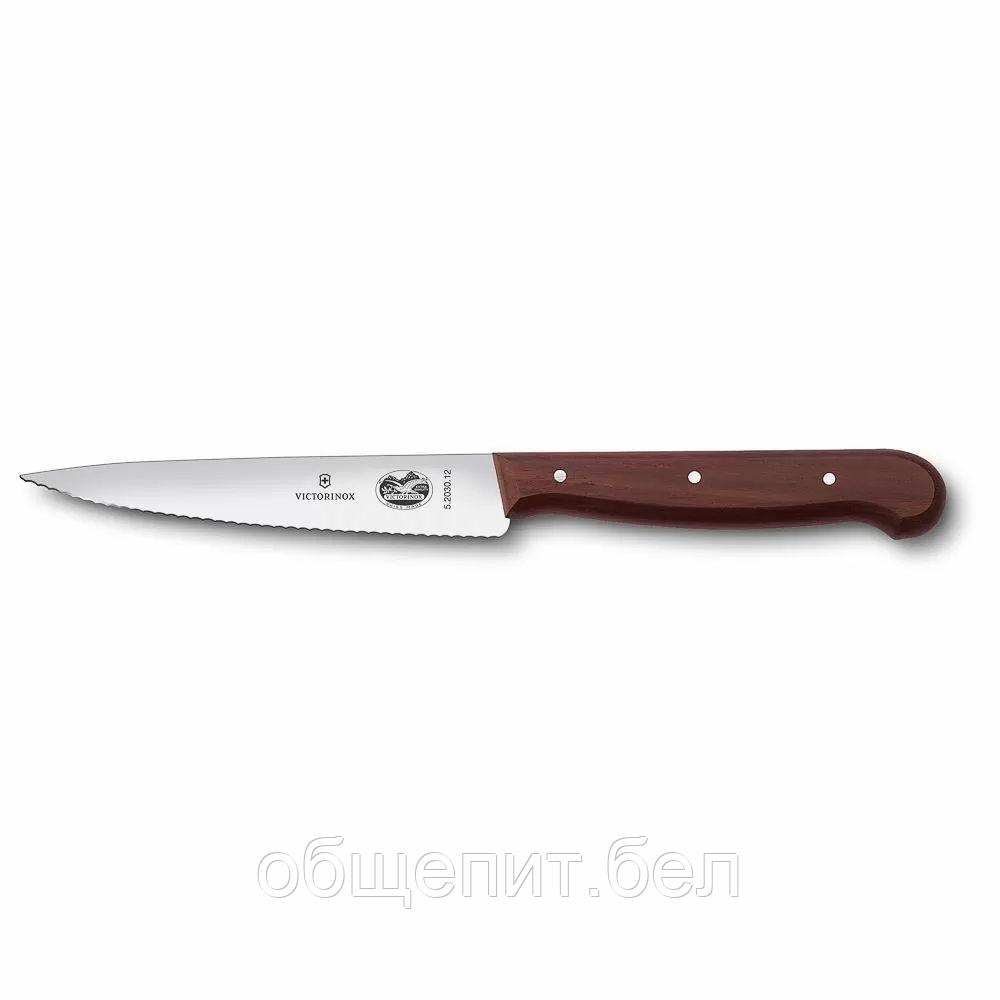 Нож для нарезки Victorinox Rosewood, волнистое лезвие, 12 см, ручка розовое дерево