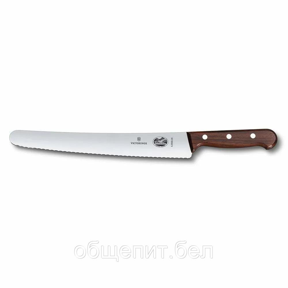 Нож кондитерский Victorinox Rosewood 26 см, волнистое лезвие, ручка розовое дерево