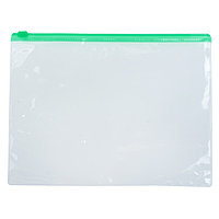 Папка-конверт на молнии формат А5 120мкр зеленая молния 24*17см