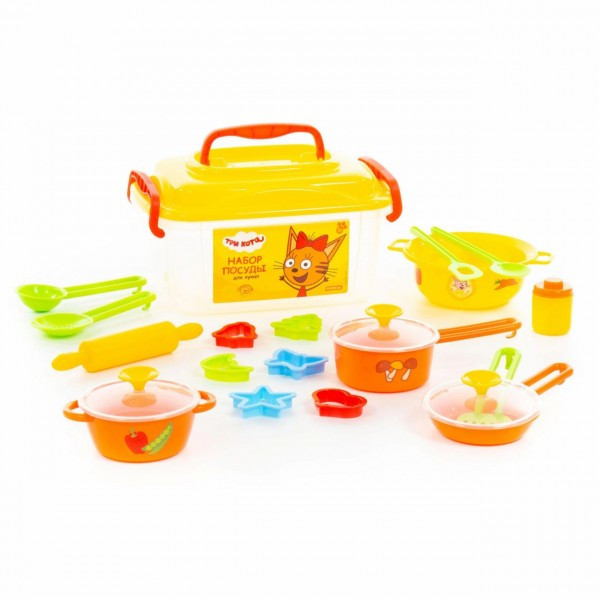 Детский игрушечный Набор посуды для кукол "ТРИ КОТА" (20 элементов, в контейнере) арт. 72931 Полесье - фото 2 - id-p165805769
