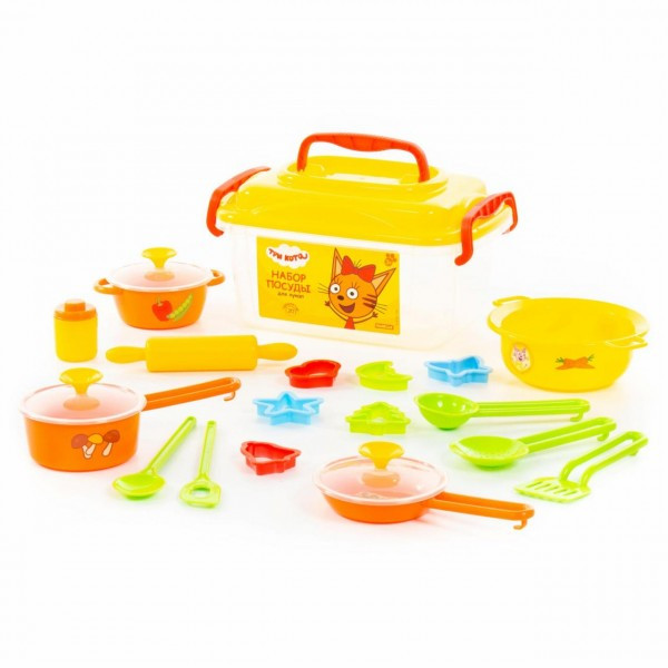Детский игрушечный Набор посуды для кукол "ТРИ КОТА" (20 элементов, в контейнере) арт. 72931 Полесье - фото 4 - id-p165805769