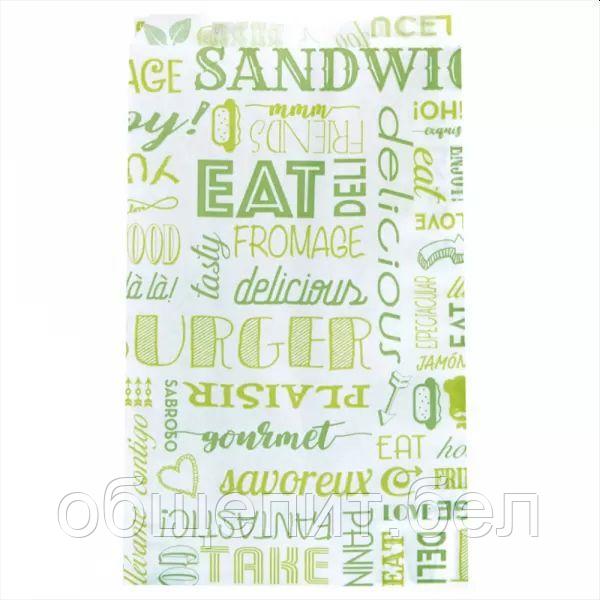 Пакет для гамбургера Parole 14+7*22 см, зелёный, 500 шт/уп, жиростойкий пергамент, Garcia de Pou - фото 2 - id-p165773521