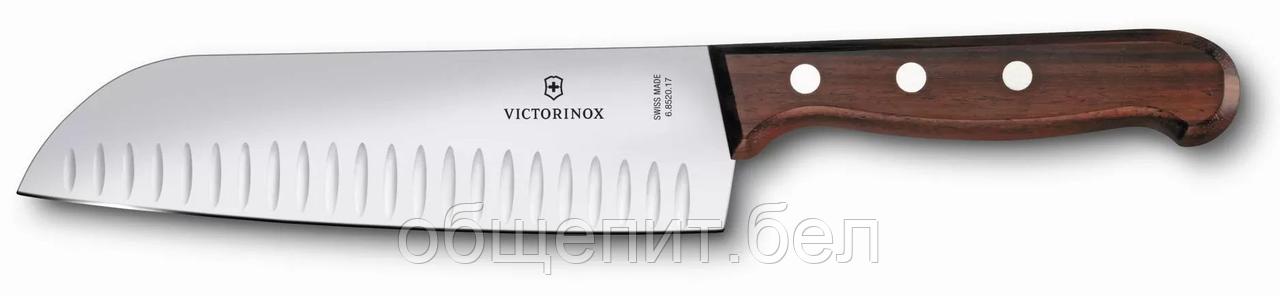 Шеф-нож Victorinox Rosewood Сантоку с желобками 17 см, ручка розовое дерево - фото 2 - id-p165778405