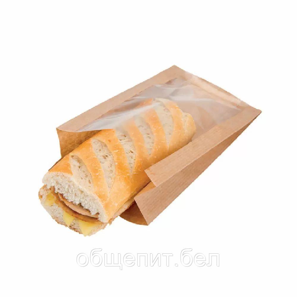 Пакет бумажный с окном для еды, 16(11+5)*21 см, крафт-бумага, 100 шт/уп, Garcia de Pou - фото 1 - id-p165773559