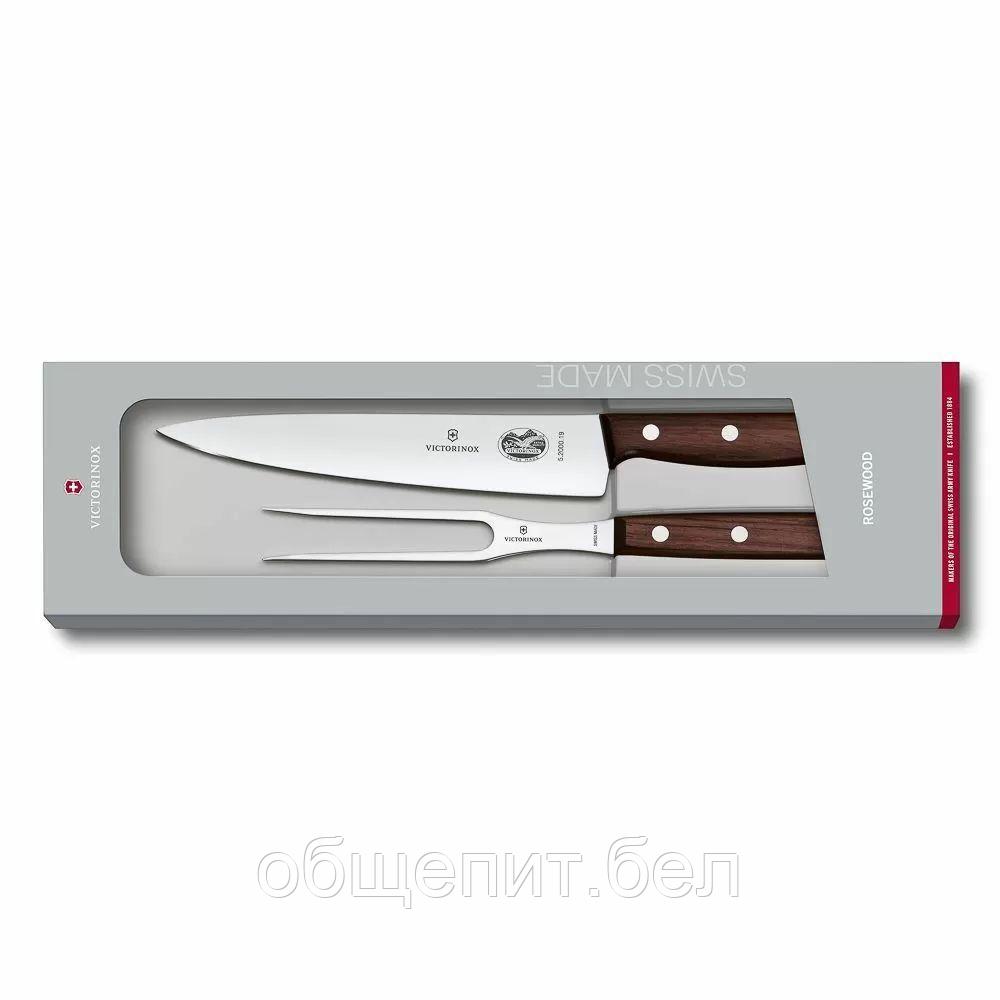 Набор Victorinox: универсальный нож 19 см + вилка для мяса 15 см, ручка розовое дерево - фото 1 - id-p165778494