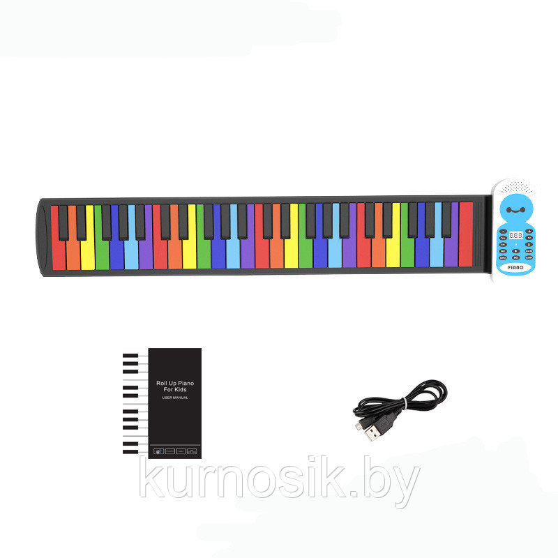 Пианино сворачивающееся разноцветное 49 клавиш, арт.PE49C - фото 5 - id-p165809055