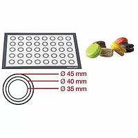 Силиконовый коврик Silikomart для миндального печенья 400*600 мм, d 35/40/45 мм, Италия