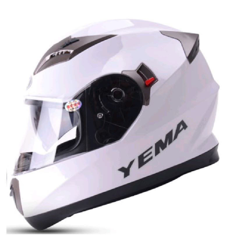 Шлем мотоциклетный YM-829,Белый (размер M) Тонированный визор