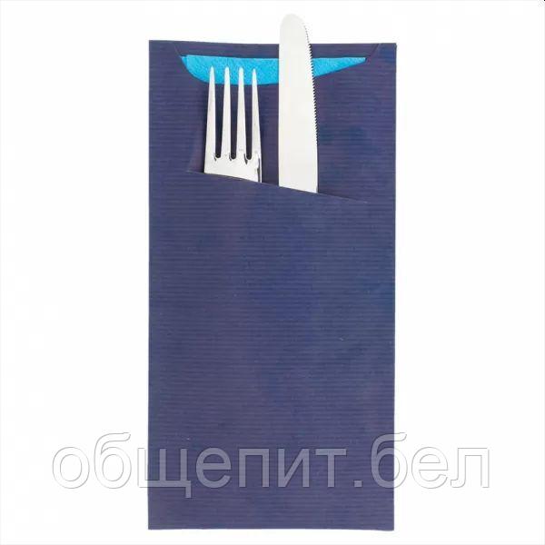 Конверт для столовых приборов+салфетка 22,5*11,2 см, синий, рифленый, 100 шт, Garcia de Pou - фото 2 - id-p165776685