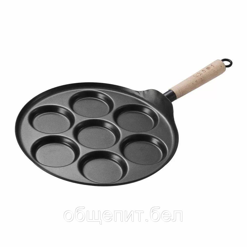 Сковорода для оладьев на 7 шт, 31 см, углеродистая сталь, индукция, P.L. Proff Cuisine - фото 1 - id-p165778678