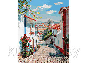 Картина для раскрашивания по номерам на холсте "Улочка в португальском поселке"