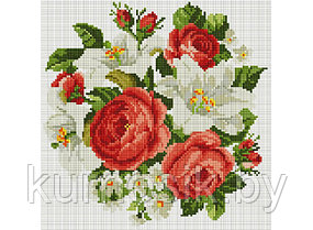 Алмазная мозаика на подрамнике "Розы и лилии" 30х30 см