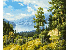 Картина для раскрашивания по номерам на холсте "Лесной пейзаж"