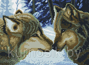 Алмазная мозаика на подрамнике "Два волка" 30х40 см