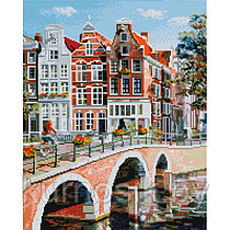 Алмазная мозаика на подрамнике "Императорский канал в Амстердаме" 40х50 см