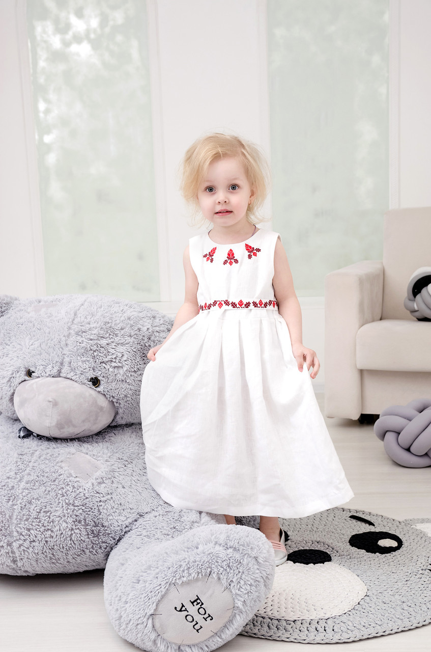 Платье детское льняное с вышивкой - фото 2 - id-p165823236