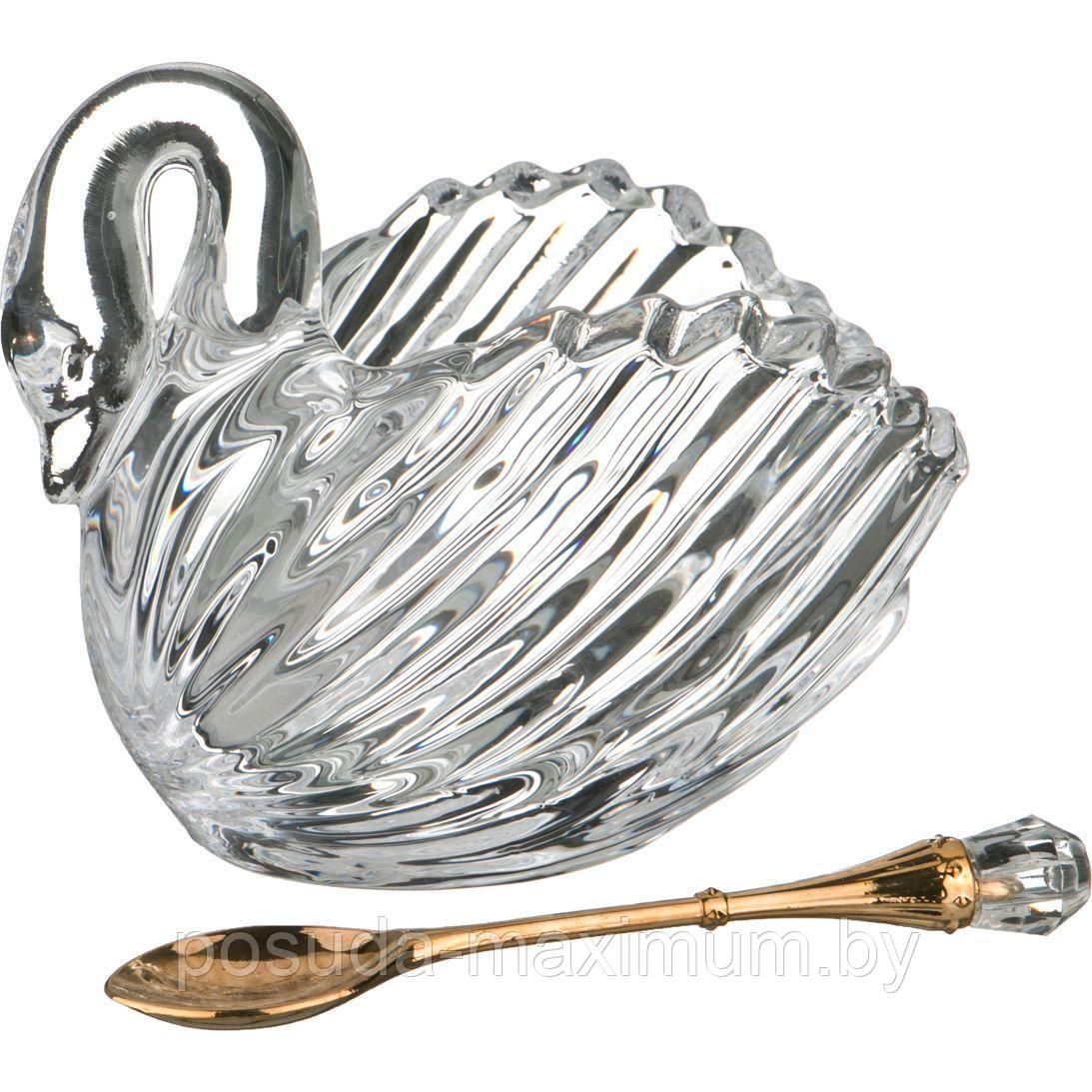 Икорница с ложкой "Лебедь" 110 мл. 11*6 355-230