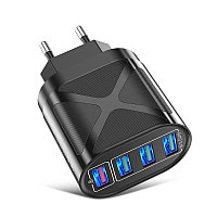 Зарядное устройство сетевое - блок питания USLION BK-389, 3.0A, 4 USB, черный 555474