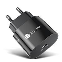 Зарядное устройство сетевое - блок питания USLION BK-201, 3.0A, 1 USB Type-C PD20W, черный 555452