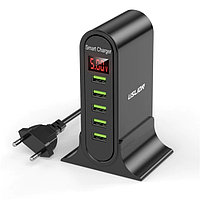 Зарядное устройство сетевое - блок питания с индикацией USLION ver.02, 4.0A, 5 USB, черный 555465