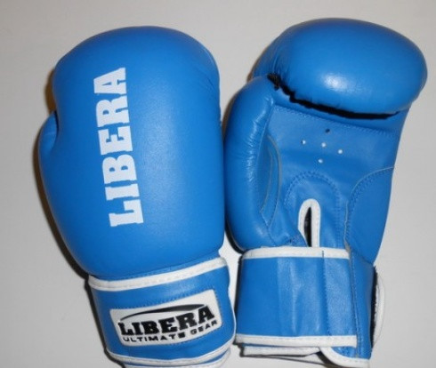 Перчатки боксерские LIBERA Profi AIBA LIB-103-12 унц синие - фото 1 - id-p90192390