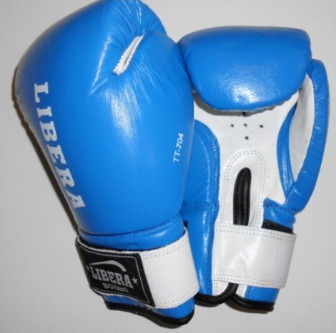 Перчатки боксерские боевые LIBERA ТТ-704 - 8, 12, 14 унц. синие - фото 1 - id-p90192394