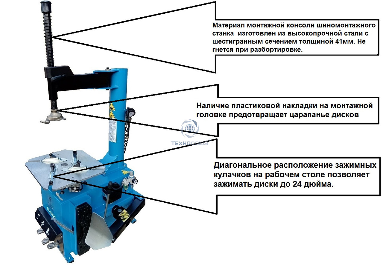 TS-3022 Станок шиномонтажный полуавтомат 10-24" ТЕХНОСОЮЗ - фото 4 - id-p165930127