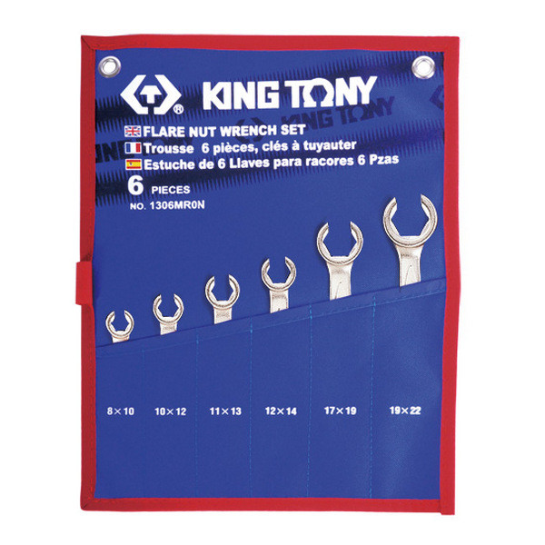 Набор разрезных ключей, 8-22 мм, чехол из теторона, 6 пр KING TONY 1306MRN