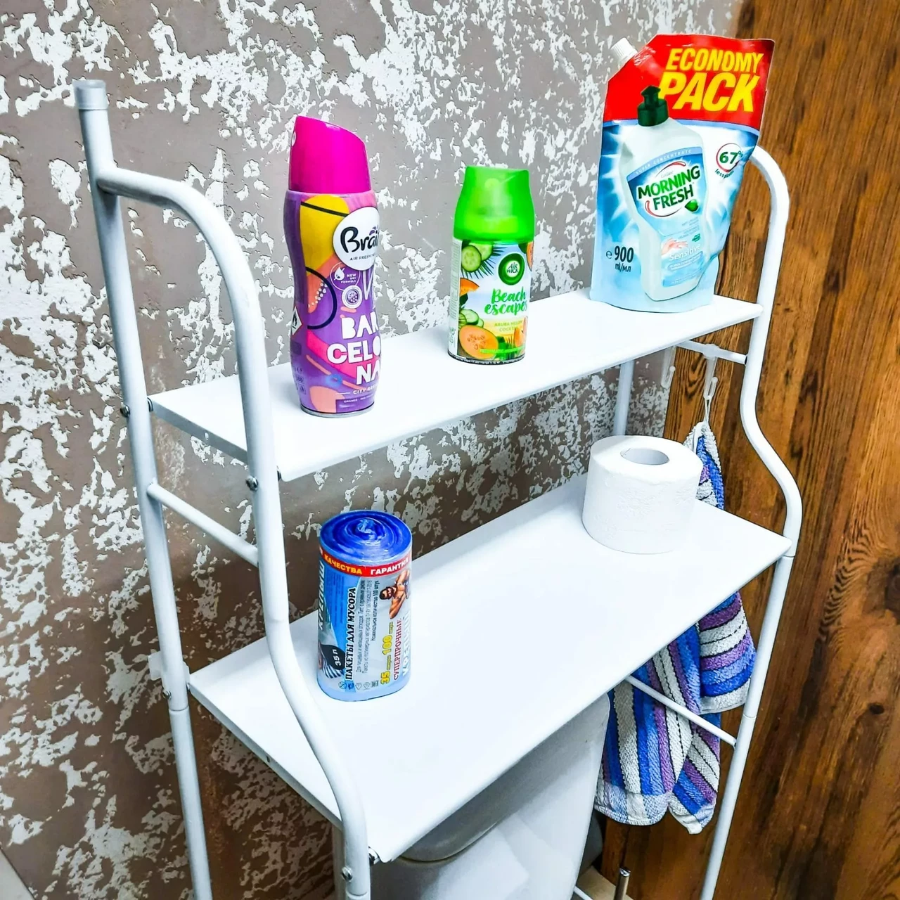 Стеллаж - полка напольная двухуровневая Toilet Rack 0610 ( шир. 45 см.) - фото 2 - id-p165970375