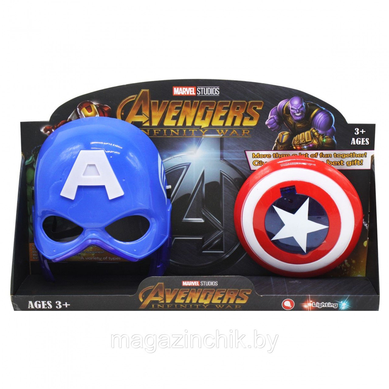 Игровой набор Капитан Америка маска и щит, Marvel, световые эффекты, B0441H - фото 1 - id-p165972697