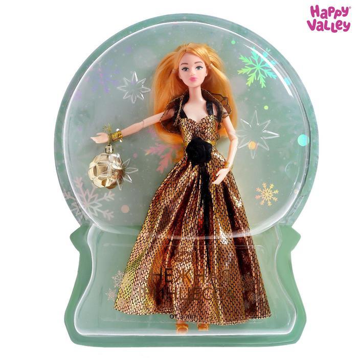 Кукла-модель шарнирная «Снежная принцесса Ксения» с аксессуаром, чёрно-золотое платье - фото 1 - id-p165974420