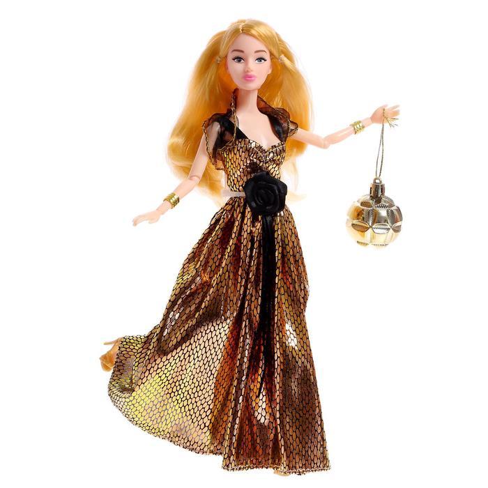 Кукла-модель шарнирная «Снежная принцесса Ксения» с аксессуаром, чёрно-золотое платье - фото 2 - id-p165974420