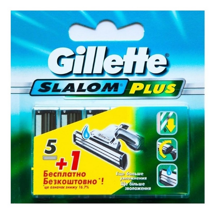 Сменные кассеты Gillette Slalom Plus, 5+1 шт